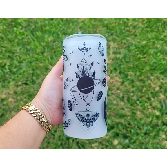 Mushroom Beer Can Glass | Boho Moth Coffee Glass | Aesthetic Coffee Glass | 20 oz