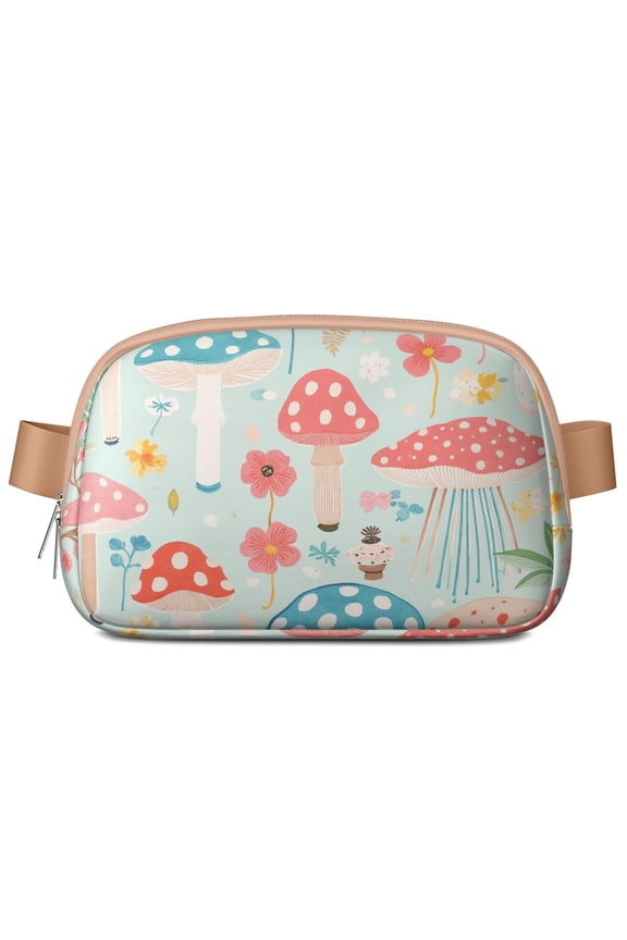 Mushroom Belt Bag Crossbody Bag for Women Fashion Belt Bag Waist Packs for Dog Walking Walking