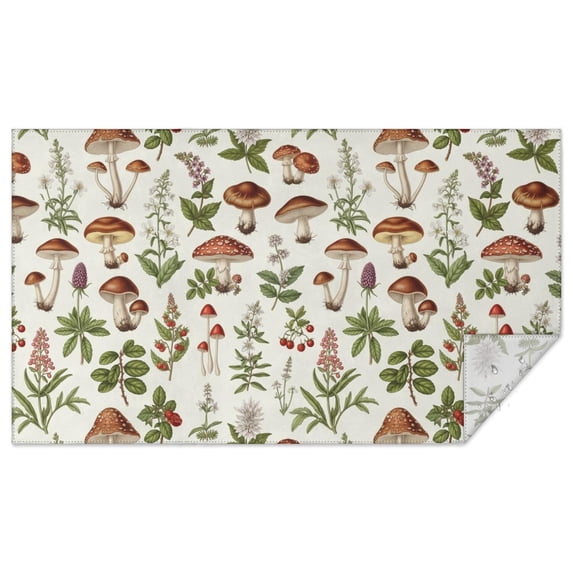 Mushroom and Berry Cream Pattern Waterproof Tablecloth, Rectangular ...