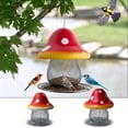 thumbnail image 1 of Mushroom Bird Feeder, Solar Outdoors Hanging Color Changing Solar Garden Lantern Red, Color Changing Solar, Gifts for Bird Lovers, Birdfeeder, 1 of 4