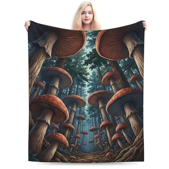 Mushroom Blanket, All-Season Patterned Throw Blanket for Sofa Couch, Room Decor Accessory 50x40