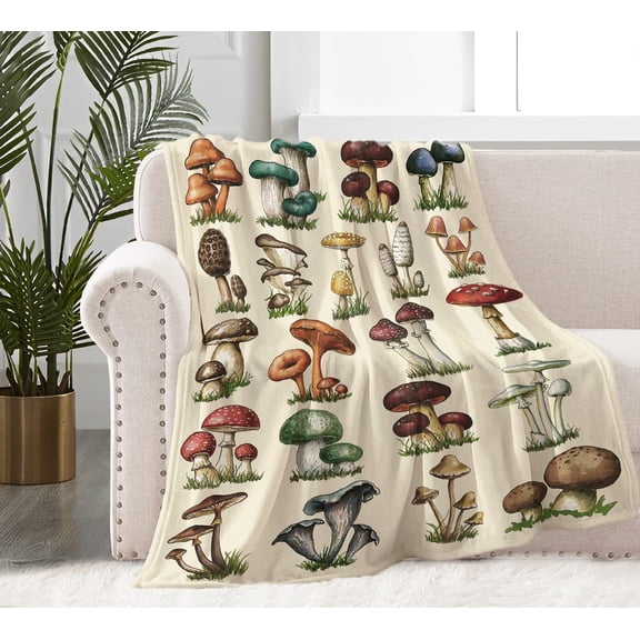 Mushroom Blanket for Boys Girls, Super Soft Fluffy Mushroom Gifts Plush Blanket, Lightweight Retro Flannel Teens Mushroom Decor Blanket for Christmas Thanksgiving Bed Sofa Chair 50x60in