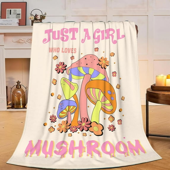 Mushroom Blanket Cute Mushroom Fleece Throw Blanket Fuzzy Plush Super Soft Cozy Warm Mushroom Stuffed Animal Decor Bedding Blanket Gifts for Boys Girls Kids Adult Men Women 60"x80"
