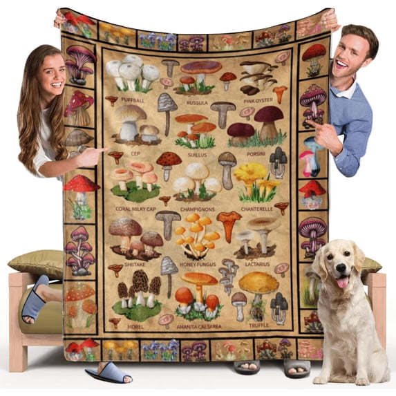 Mushroom Blanket Fleece Soft Cozy Throw Blanket for Couch Bed Living Room, Lightweight Flannel Plush Warm Travel Throws and Blankets for Sofa 60x80 Inches