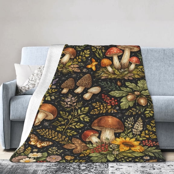 Mushroom Blanket Gift for Nature Lovers Rustic Home Decor Cozy Soft Blanket 50x40