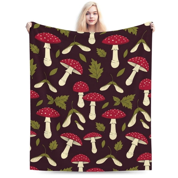 Mushroom Blanket, Mushroom Throw Blanket All-Season for Sofa Couch, Bohemian Room Decor Blanket 50x40