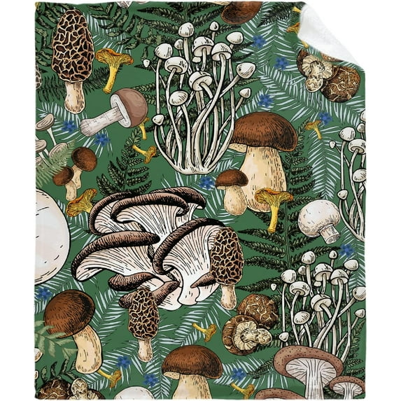 Mushroom Blanket Mushrooms Gifts for Women Soft Cozy Fleece Flannel Vintage Mushroom Throw Blanket All Season Plant Blankets for Sofa Couch Bed Decorative 80"x60" for Audlt