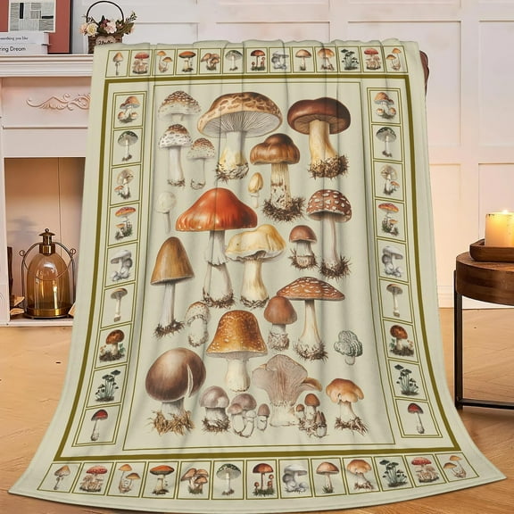 Mushroom Blanket Mushrooms Throw Blanket Flannel Stuff Merch Cozy Decor Fleece Plush Fuzzy Warm Soft Lightweight Bedding Gifts for Lover Girls Women Men Boy Couch Sofa 50"X40"