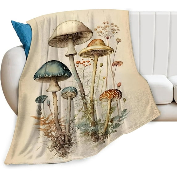 Mushroom Blanket Mushrooms Throw Blankets Plush Cozy Flannel Fleece Ultra Soft Fuzzy Party Blanket Gifts for Girls Women Kids Adult 80"X60"