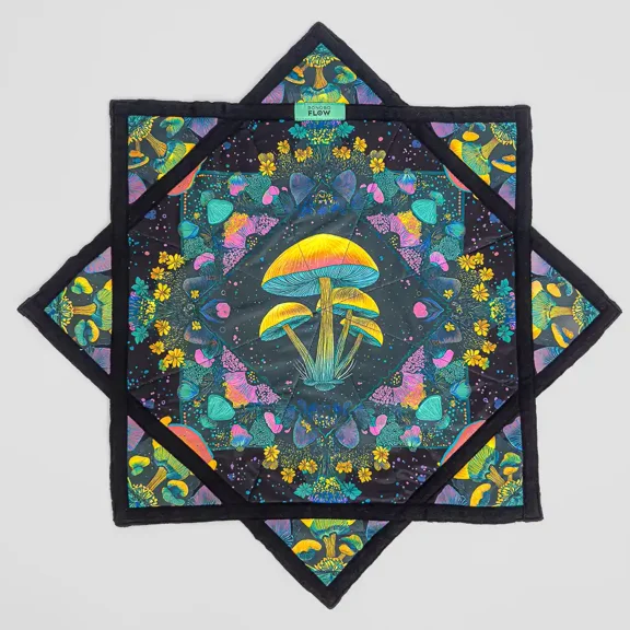 Mushroom Bloom UV Flow Star | Spin Cloth Dapo Star | Festival Rave Juggling Fabric Disc