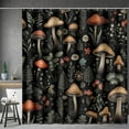 thumbnail image 1 of Mushroom Boho Shower Curtains - Vintage Floral Plants Retro Flowers Bohemian Fairy Nature Botanical Bath Shower Curtain Set with 12 Hooks for Adults Bathroom Decor Accessories, 72"x72" Black, 1 of 6