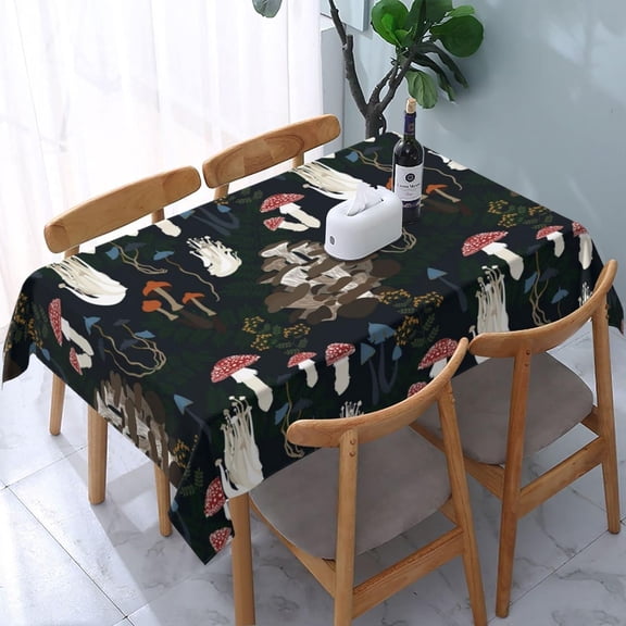 Mushroom Botanic Tablecloth, Waterproof Washable Rectangle Table Cloth for Kitchen Dinning Room Picnic Parties Farmhouse Home Decor Spring Summer 54x72 Inch