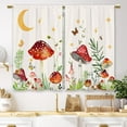 thumbnail image 1 of Mushroom Botanical Kitchen Curtains Flower Boho Floral Small Short Cafe Window Curtains Moon Star Butterfly Retro Rod Pocket Bathroom Drapes Treatment Tier Curtains 2 Panels (27.5x39 Inch), 1 of 6