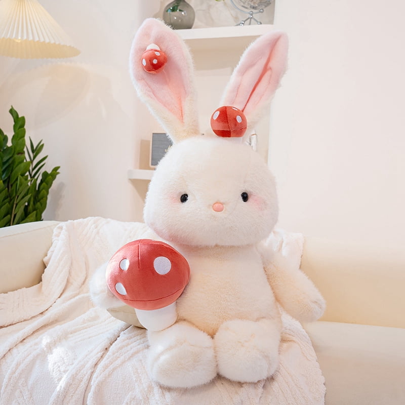 Mushroom Bunny Plush Pillow, 23.6 Inch Cute Mushroom Rabbit Decor Stuffed Animal Plushies Stuffy,Soft Toy Gift for Birthday Christmas Valentine's Day