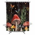 thumbnail image 1 of Mushroom Butterfly Botanical Shower Curtain Set with Hooks, Brown Waterproof Fabric Bathroom Curtains Decor Home Accessories,66 X 72 Inch Long, 1 of 9
