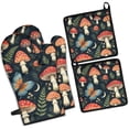 thumbnail image 1 of Mushroom Butterfly Pattern Kitchen Oven Mitt and Pot Holder Sets 4 Pcs for Baking, Cooking and Grilling, Heat Resistant Up To 392 °F, 1 of 7