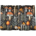 thumbnail image 1 of Mushroom Cartoon Leaves Plant Kitchen Curtains 36 inch Short Tier Curtains for Small Windows Half Window Treatments for Kitchen Living Room Bedroom 2 Panels, 1 of 6