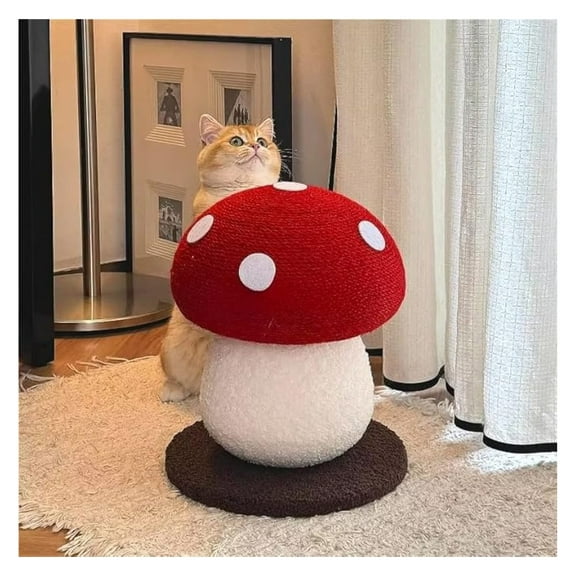 Mushroom Cat Scratcher Post, Sisal Scratching Board for Kittens, Cute Cat Tree Toy - Durable, No Assembly, Indoor Cat Scratching Furniture