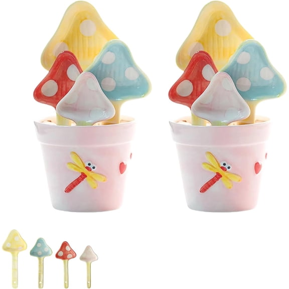 Mushroom Ceramic Measuring Spoons, Set of 4
