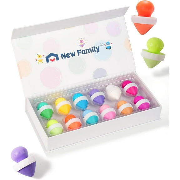 NewFamily Dustless Chalk for Kids-Non-Toxic Washable Sidewalk Chalk with Holder | Mess-Free Fun Play for Classroom & Home | Toddler-Friendly Outdoor Art & Blackboard Drawing