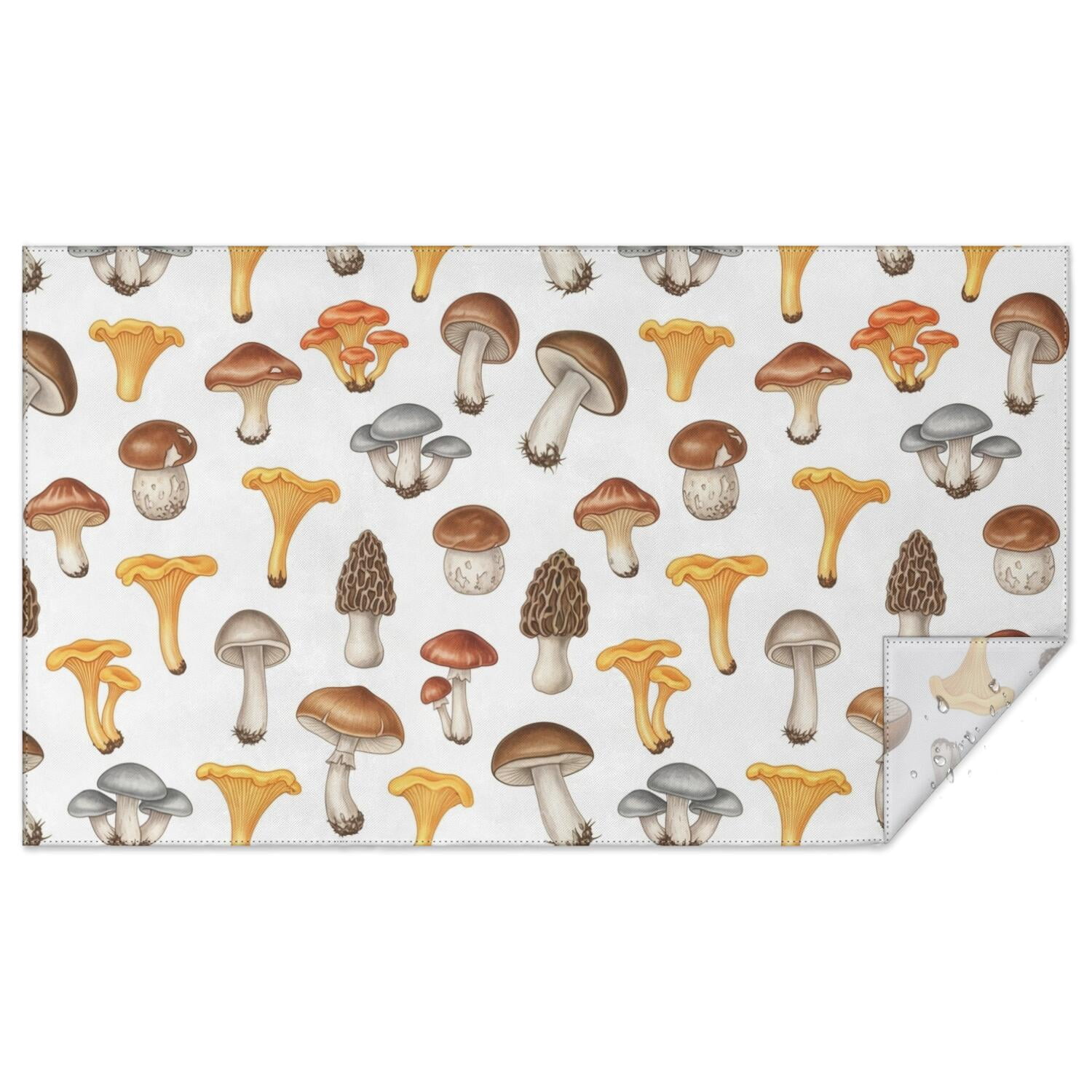 Mushroom and Chanterelle White Pattern Waterproof Tablecloth ...