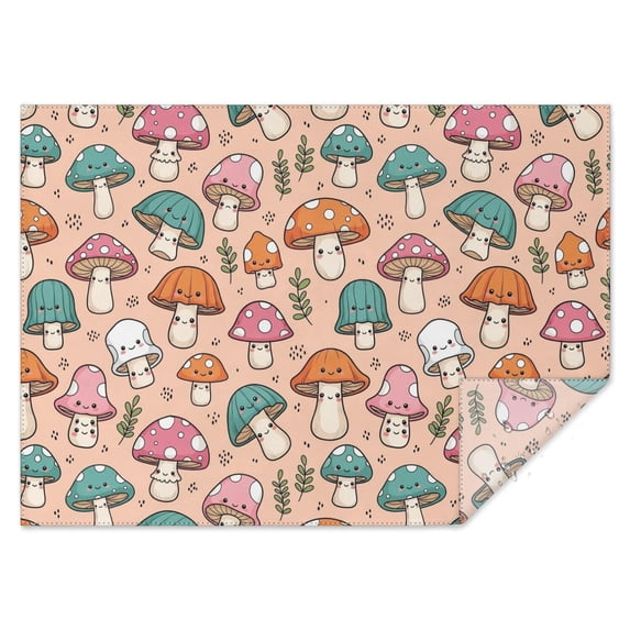 Mushroom and Character Peach Pattern Waterproof Tablecloth, Rectangular ...