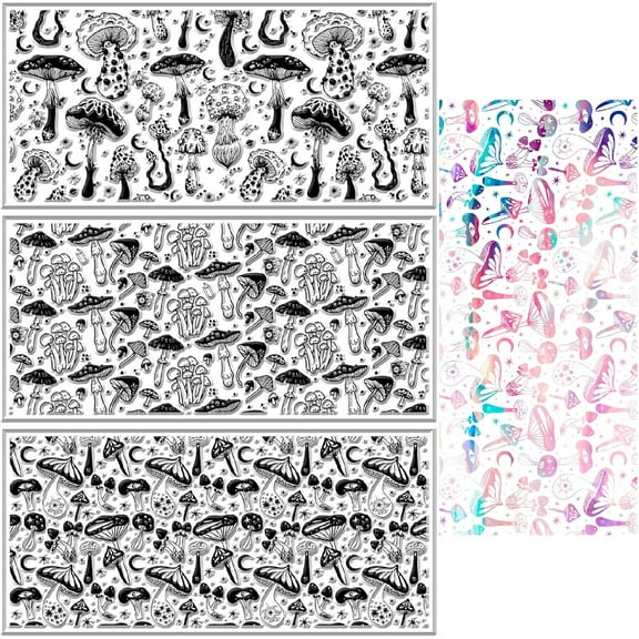 Mushroom Clear Stamps Dense Background Reusable Postmark Transparent Silicone Stamp Seals for DIY