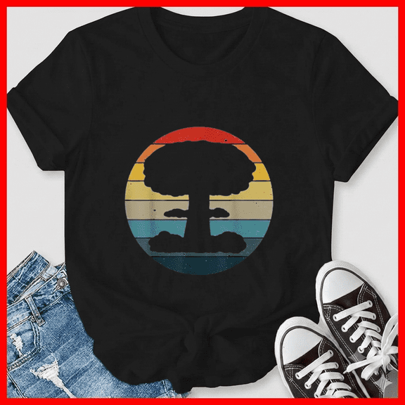 Mushroom Cloud Nuclear Blast Vintage Sun Retro Atomic Bomb Gag Unisex T-Shirt, up to size 5XL