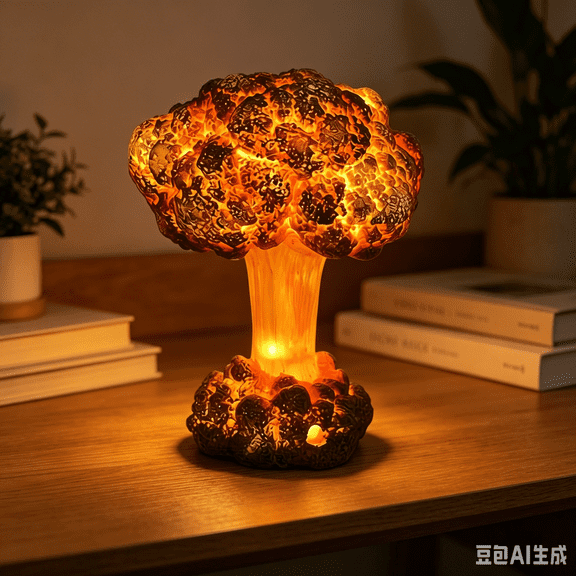 Mushroom Cloud Table Lamp, USB LED Resin Desk Decor Night Light