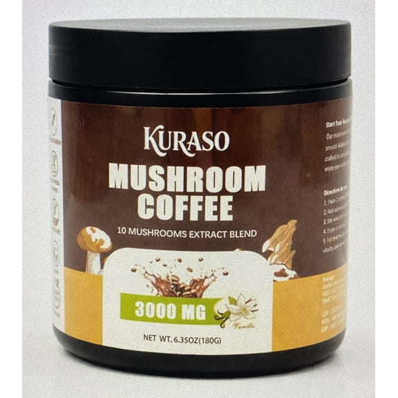 Mushroom Coffee Blend with 10 Adaptogenic Mushrooms with Callogen & Instant Coffee Powder - 180 g