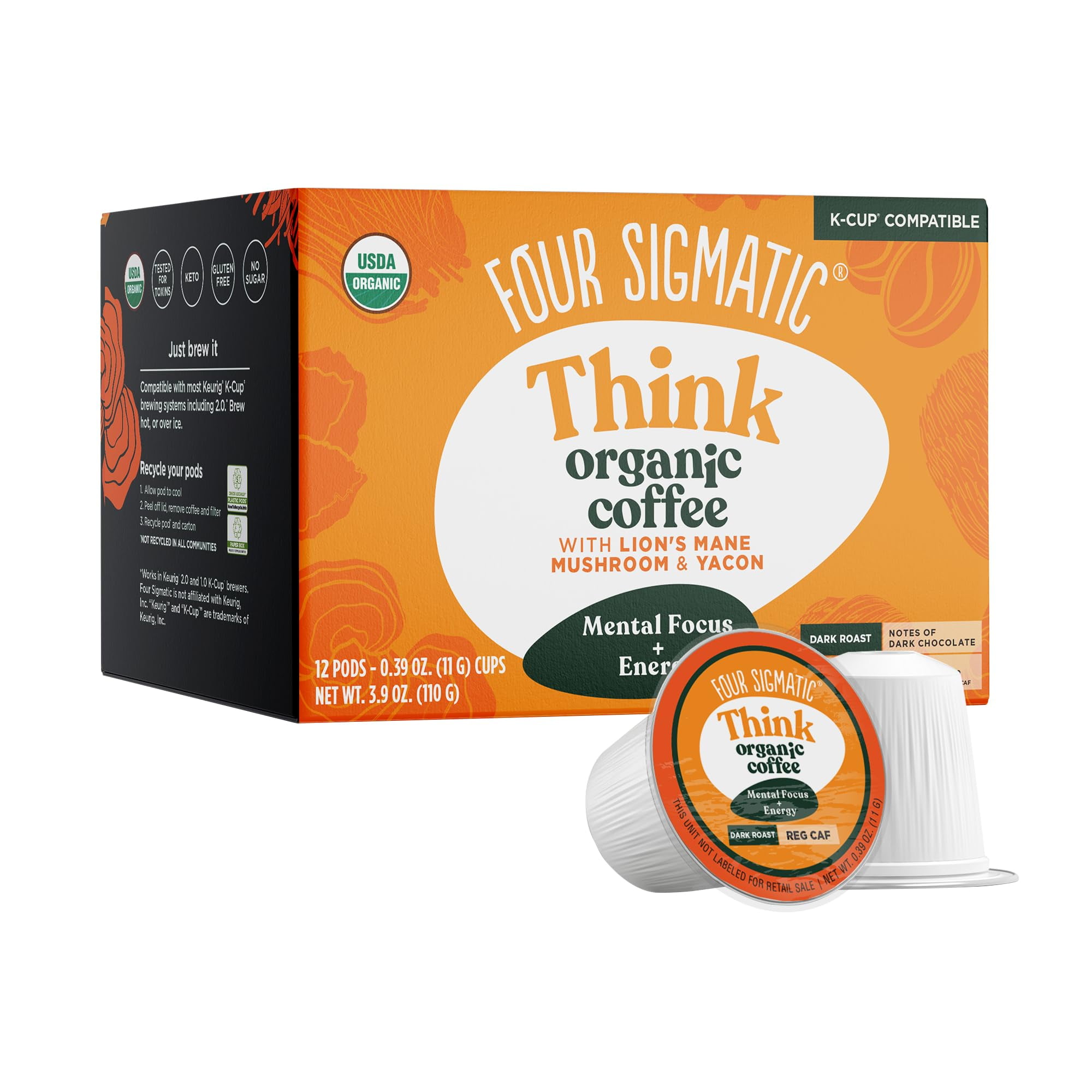 Mushroom Coffee KCups by Four Sigmatic Organic and Fair Trade Dark