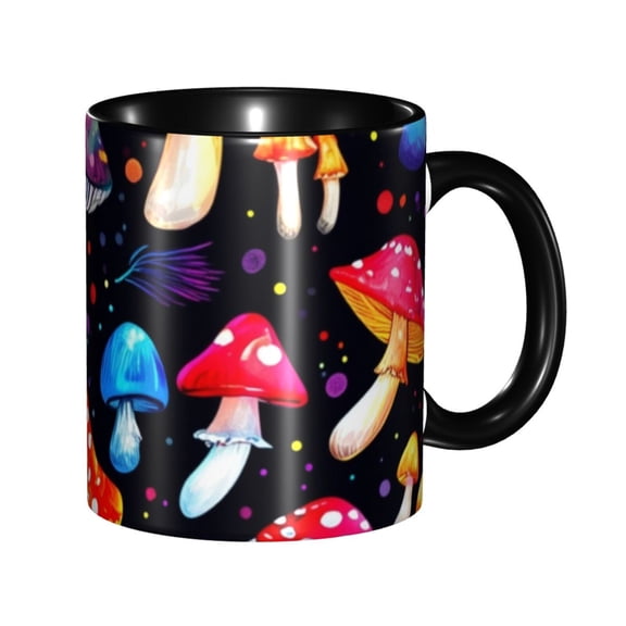 Mushroom Coffee Mug Fun Custom Ceramic Mugs 11oz Black