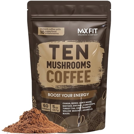 Mushroom Coffee Organic (60 Servings) 10 Mushrooms (Lion’S Mane, Cordyceps, Turkey Tail & Other) Mixed With Gourmet Arabica Coffee | Immune Boosting Coffee For Focus & Gut Health Support