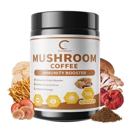 Mushroom Coffee Powder, Mushroom Supplement Powder, Mushroom Blend Complex for Focus & Memory,Brain, 2.5Oz(70g)