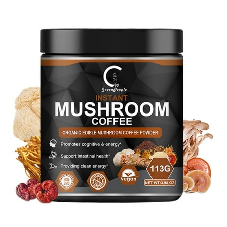 Mushroom Coffee Powders | Mushroom Supplement 7 Superfood Mix with Lion's Mane, Reishi, Chaga, Cordyceps, Shiitake, Maitake & Turkey Tail - 113g (3.98oz)