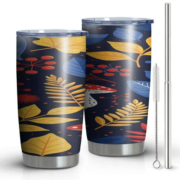 Mushroom Coffee Tumbler with Lid Straw Rust Resistant Travel Cups Modern 20 oz Tumbler for Home Office Supplies Camping Outdoor