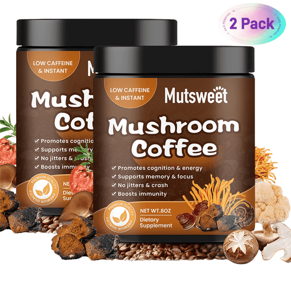 Mushroom Coffee for Smoothies/Latte, Mushroom Powder Blend - Mushroom Supplement for Energy, Focus, Immune Support - 16oz
