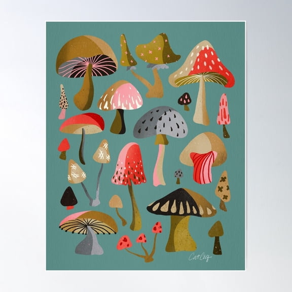 Mushroom Collection – Mint Poster Wall Art, Modern Wall Decor For Living Room Bedroom, 16x24 UNFRAMED