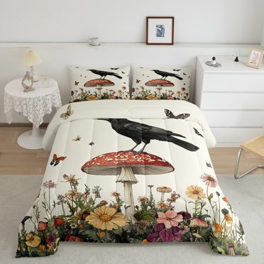 Erosebridal Bird 7 Pcs Comforter Set Full Leaves Bedding For