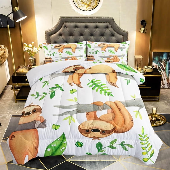 Mushroom Comforter Set for Girls Kids Natural Plants Printing Bedding Set Size Superior Mushroom Quilted Duvet Ultra Soft 3 Piece 1 Comforter and 2 Pillowcases