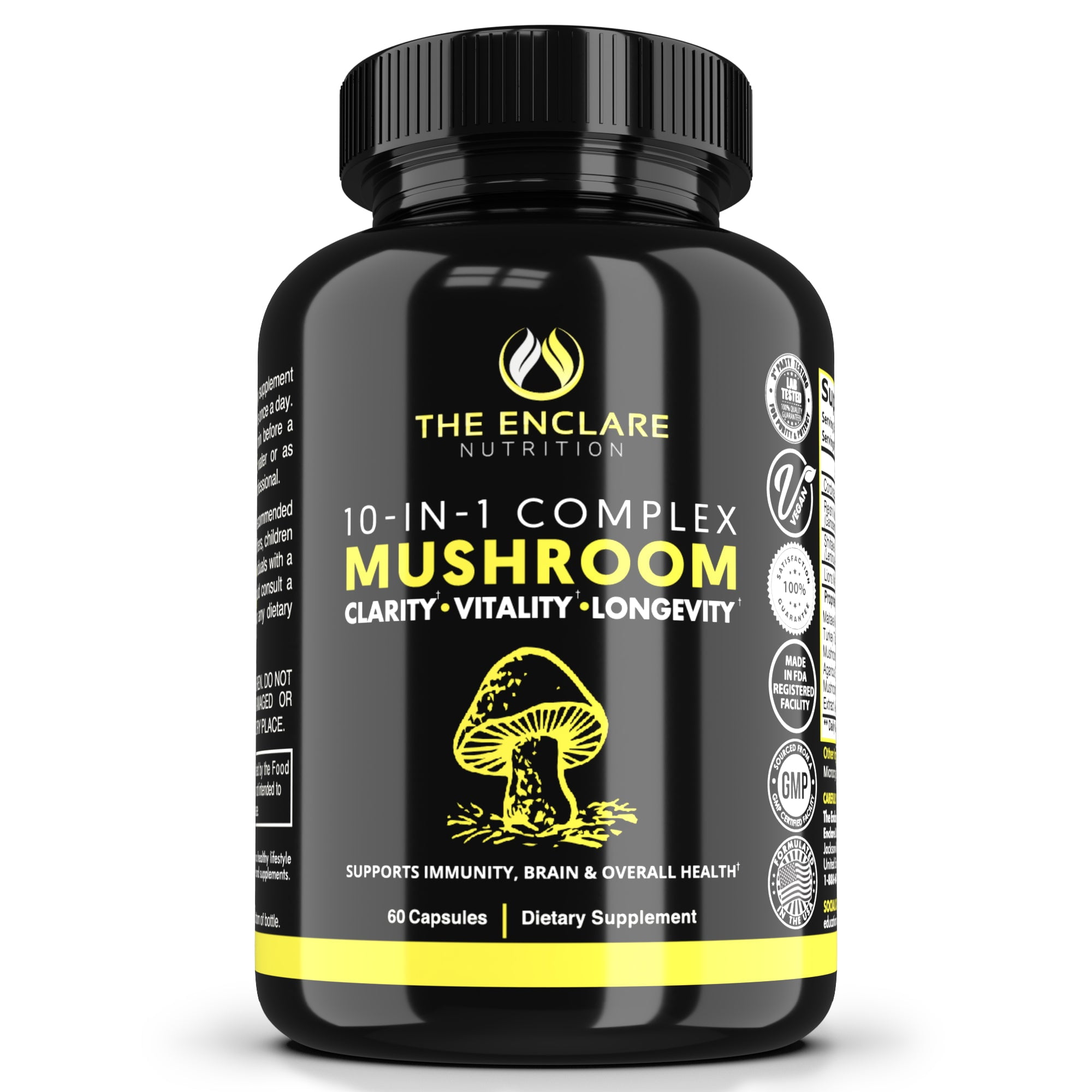 Mushroom Complex Capsules, 10in1 Nootropic Mushrooms with Lion's Mane, Cordyceps, Reishi