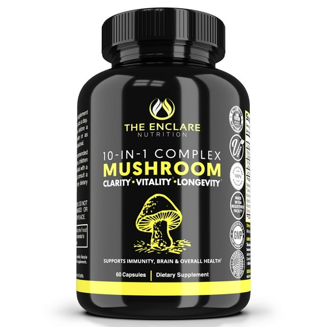 The Enclare Nutrition 10in1 Nootropic Mushroom Complex Capsules, Memory Focus, Immune Support