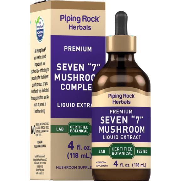 Mushroom Complex Liquid Drops | 4 Fl Oz | Vegetarian Tincture for Men and Women | by Piping Rock