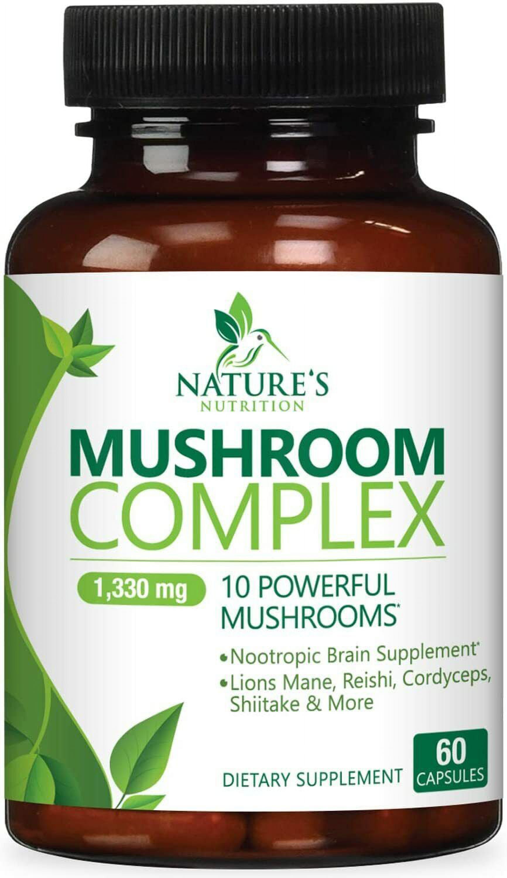Mushroom Complex Supplement Capsules 10 Mushrooms Lions Mane 60