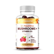 Mushroom Complex with D3 Gummies 3000 mg Equivalent Per Serving - 60 Pectin Based Gummies