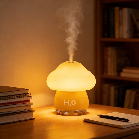 Mushroom Cool Mist Humidifier with 7-Color LED Night Light, Touch Control Essential Oil Aroma Diffuser, Quiet Humidifier for Bedroom, Home, Office and Plants