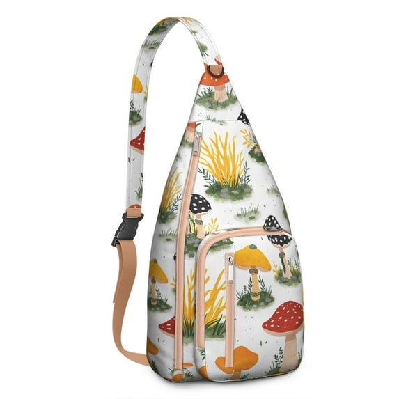 Mushroom Crossbody Sling Bag Lightweight Hiking Sling Pack for Women Men Unisex