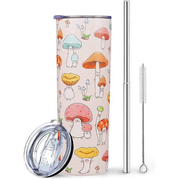 Mushroom Cup, Mushroom Gifts for Women/Mushroom Lovers, Cute Coffee Tumbler/Mugs for Women, Mushroom Mug/Coffee Cup, Mushroom Stuff/Accessories/Decor, Unique Birthday Gifts for Women - 20 Oz Tumbler