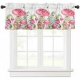 thumbnail image 1 of Mushroom Curtain Valance for Windows/Kitchen/Living Room/Bedroom, Pink Butterfly Rustic Botanical Leaf Rod Pocket Window Treatment Short Drape Topper Small Tier Cafe Curtains Panel 54X18, 1 of 8