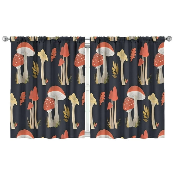 Mushroom Curtains-Blackout Curtains Bedroom Decor Living Room Darkening Grommet Window Drapes 2 Panels Set 42x54 inch